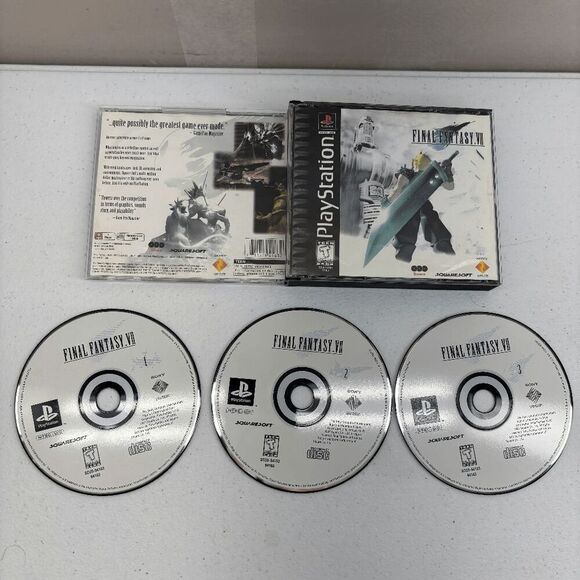 Final Fantasy VII 7 PS1 (PlayStation 1, 1997) Black Label Tested NO MANUAL - Picture 1 of 8